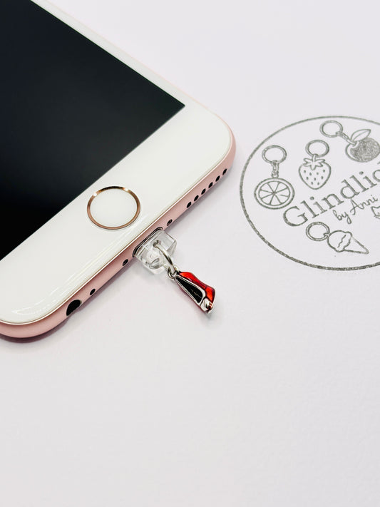 Roter High Heel Mini Charm in Silber. Charm Anhänger für Glam Style