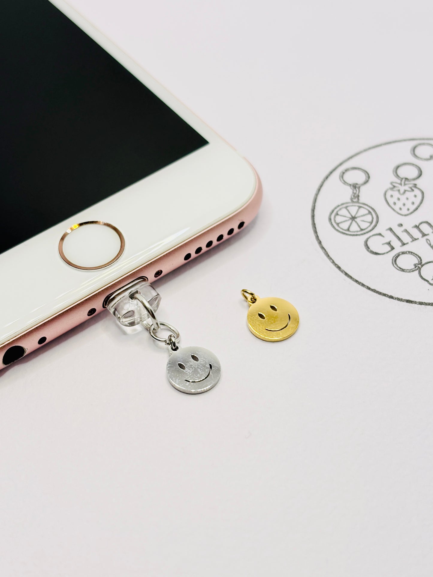 Smiley Mini Charm Glücksmoment in Gold oder Silber. Charm Anhänger für positive Vibes