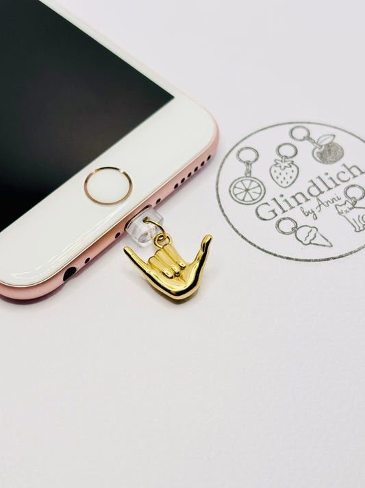 Rock Hand Mini Charm in Gold. Charm Anhänger für mutige Statements