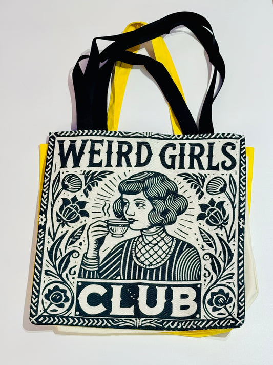 WEIRD GIRLS CLUB Tote Bag mit Vintage Illustration. Statement für Individualistinnen
