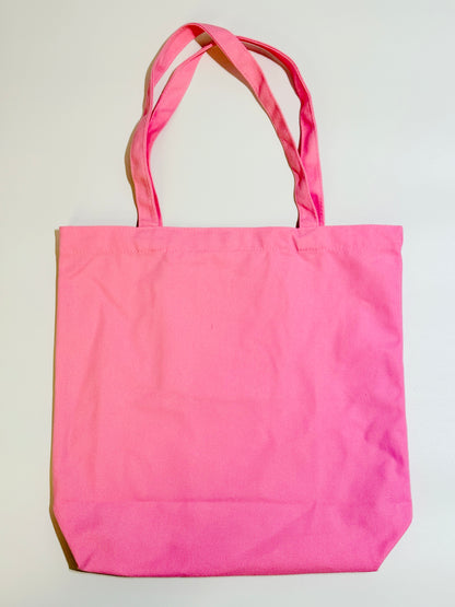 Tote Bag Amor in Pink mit grüner Typografie. Statement für Liebe und Leichtigkeit