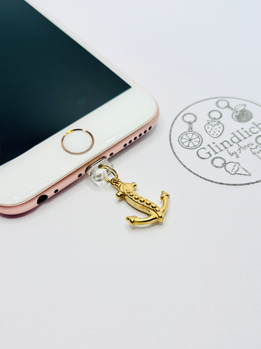 Anker Mini Charm in Gold. Maritimer Glindlich-Moment für dein Smartphone