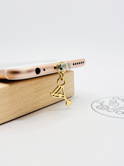 Cocktail Glas Mini Charm mit goldenem Glanz. Charm Anhänger für Cocktail-Liebhaber:innen