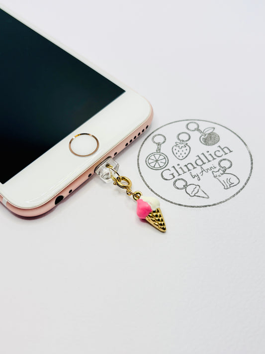 Eis Mini Charm in Pink und Weiß. Sommerlicher Glindlich-Moment für dein Smartphone