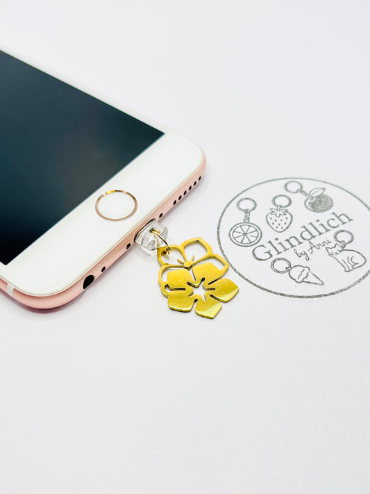 Lotusblüte Mini Charm in Gold. Sonnenmoment als stilvolles Detail für dein Smartphone