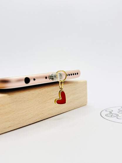 Herz Rot Gold Handy Charm. Liebe als stilvolles Statement.