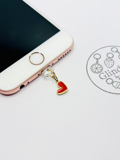 Herz Rot Gold Handy Charm. Liebe als stilvolles Statement.