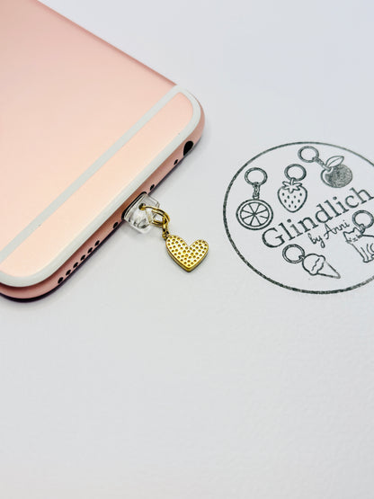 Herz Rot Gold Handy Charm. Liebe als stilvolles Statement.