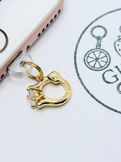 Sparkle Ring Gold Handy Charm. Funkelnde Eleganz fürs Smartphone.