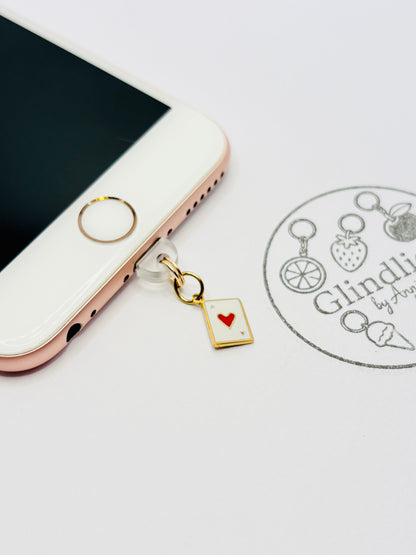 Herz Ass Karte Handy Charm. Symbol für Glück und Mut.