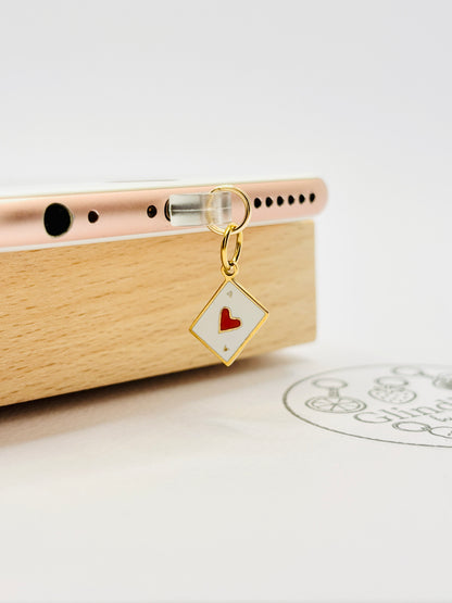 Herz Ass Karte Handy Charm. Symbol für Glück und Mut.