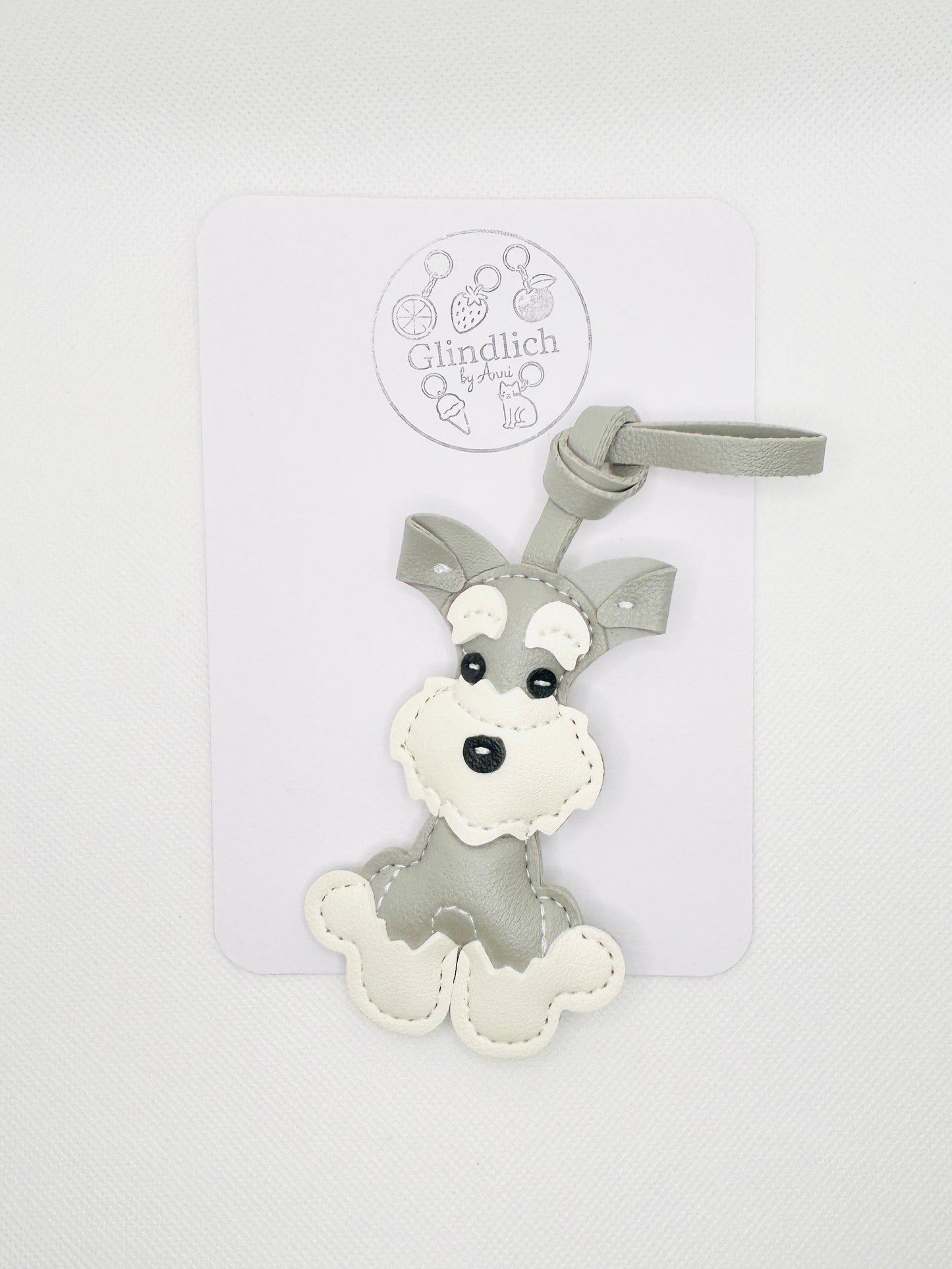 Schnauzer Hund Schlüsselanhänger. Kunstleder Taschenanhänger. Rucksack Anhänger Hundeliebhaber