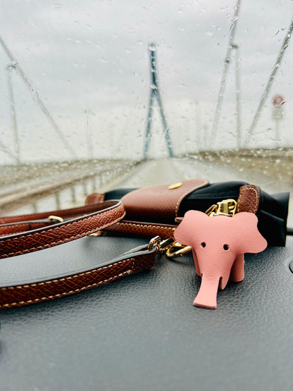 Echtleder Elefant Anhänger für Taschen und Schlüssel Glindlich Bag Charm
