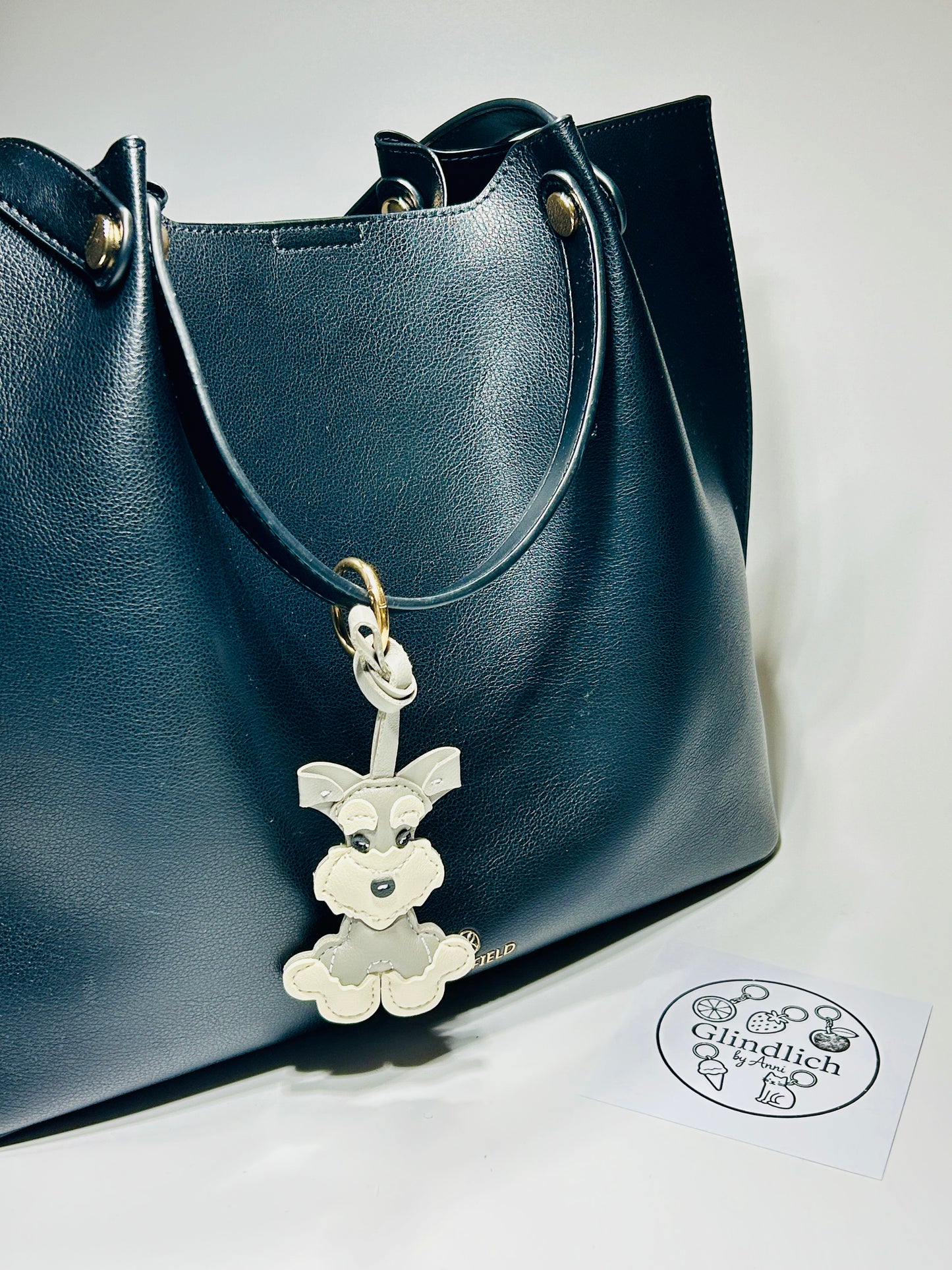 Schnauzer Hund Schlüsselanhänger. Kunstleder Taschenanhänger. Rucksack Anhänger Hundeliebhaber