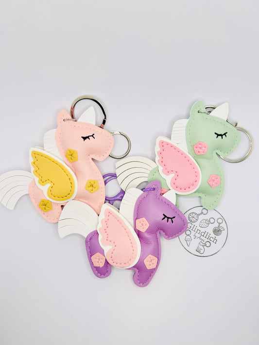 Einhorn Schlüsselanhänger Bunt. Märchenhaftes Accessoire mit Karabiner