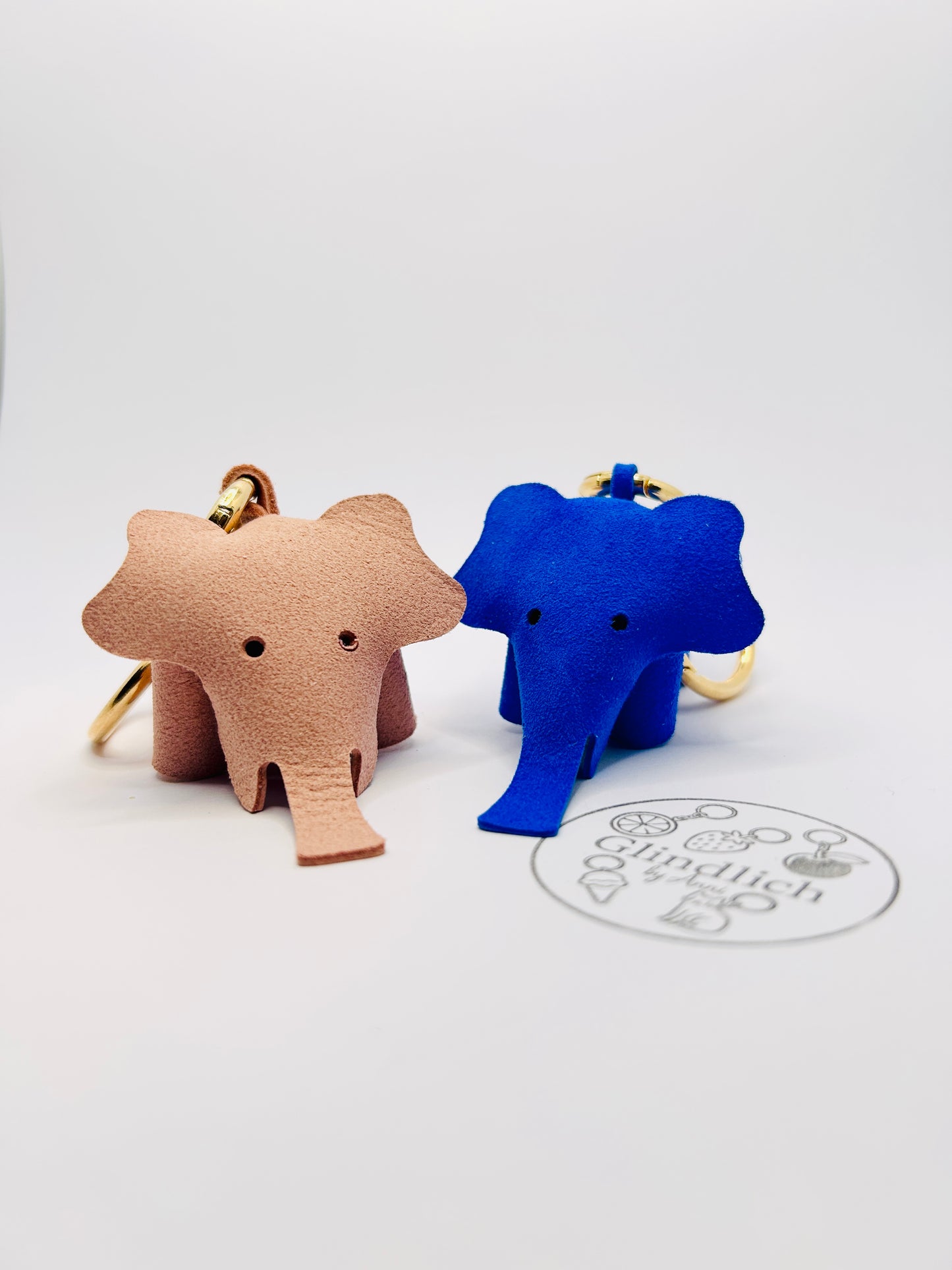 Echtleder Elefant Anhänger für Taschen und Schlüssel Glindlich Bag Charm