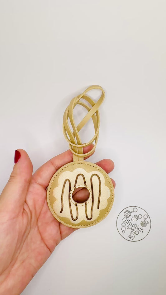 Donut Anhänger. Kunstleder Taschenanhänger für Auto, Rucksack & Schlüssel