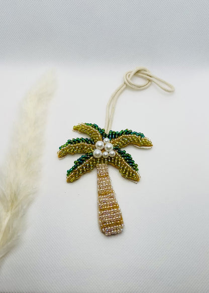 Palme Taschenanhänger Sommer. Tropisches Accessoire mit Perlen & Kunstleder